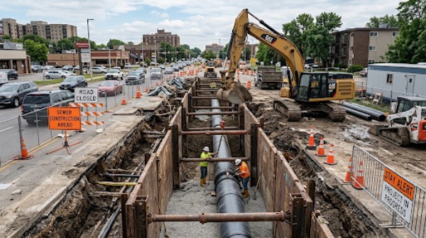 municipal sewer line construction