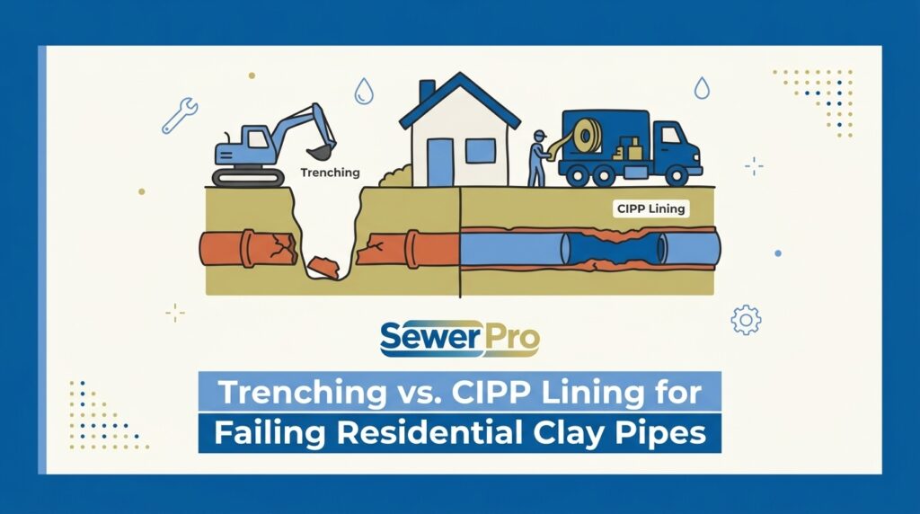 Trenching vs. CIPP Lining for Failing Residential Clay Pipes — featured image
